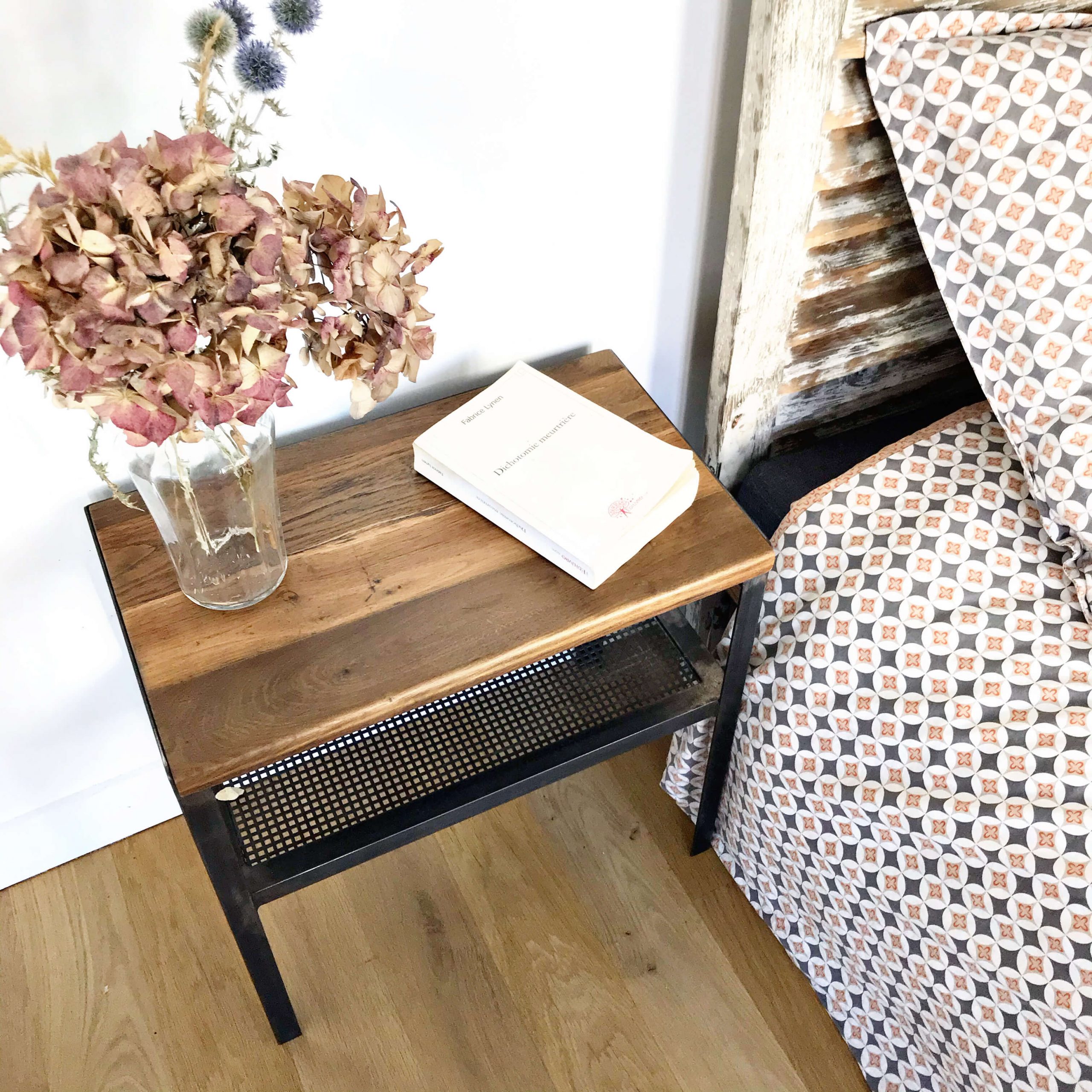 Table de chevet Gaspard chêne et acier (1)