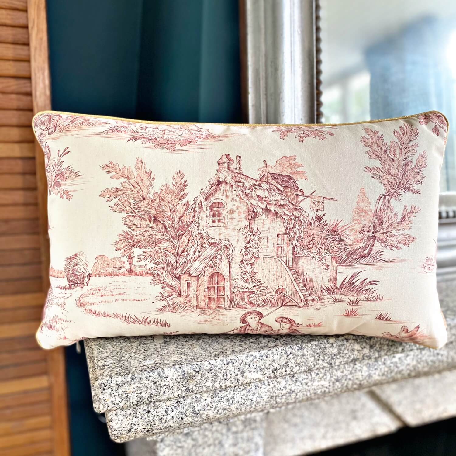 Coussin TOILE DE JOUY ROSE - Romanbrance